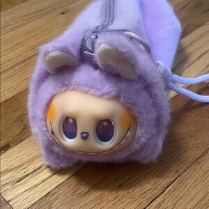Labubu The Monsters Fluffy Purple Pencil Case/Wristlet - New